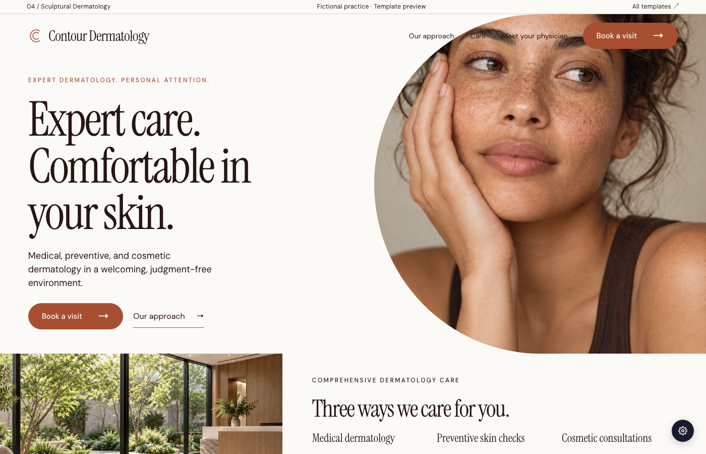 Sculptural Dermatology website preview
