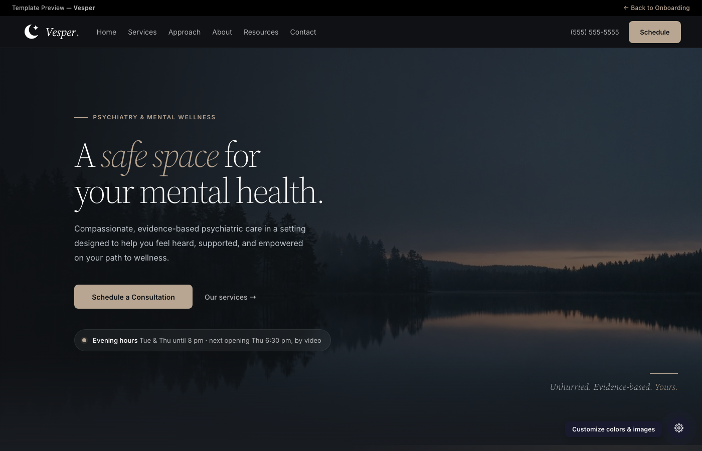 Vesper website preview